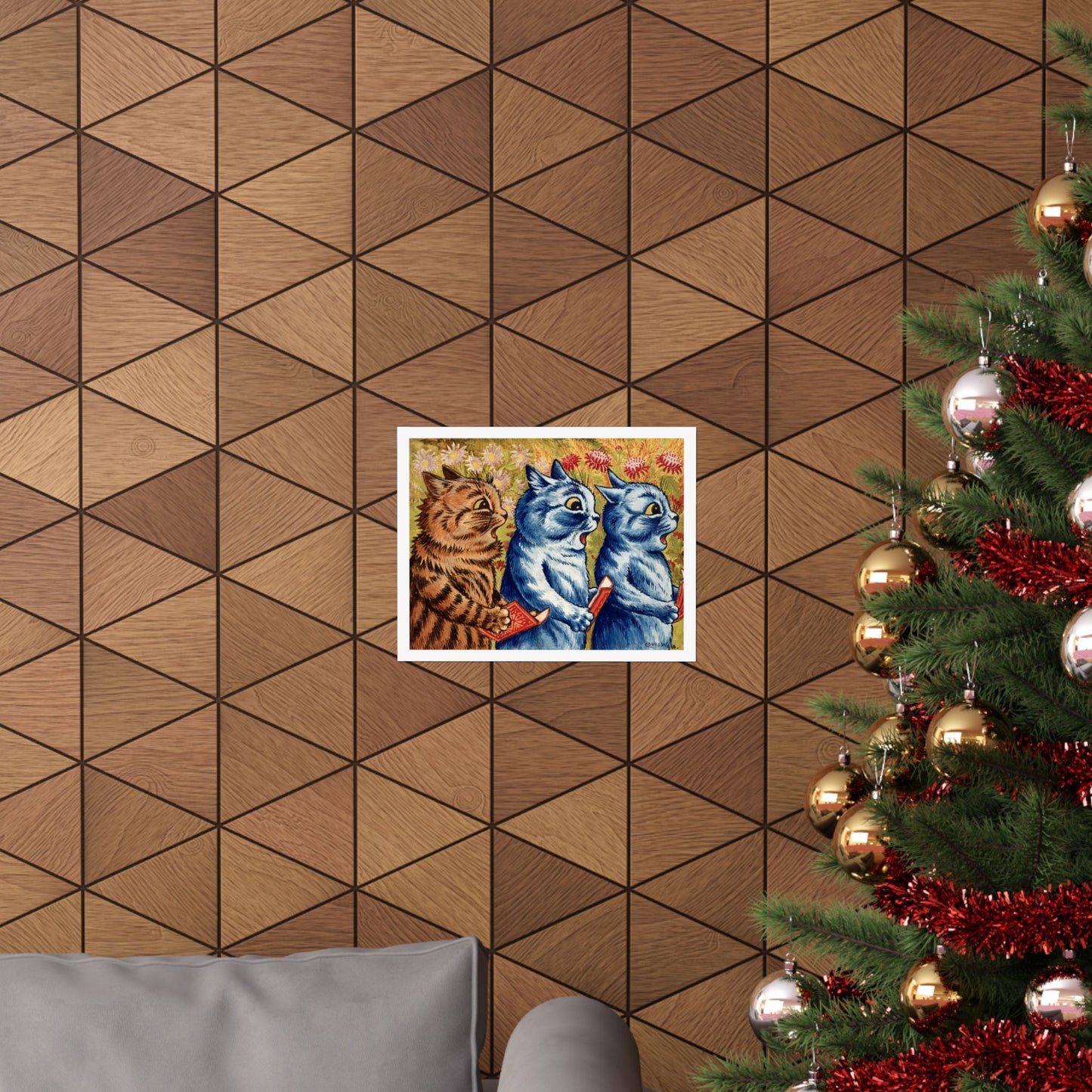 Louis Wain Three Cats Singing Poster, Charming Cat Wall Art, Perfect Cute Home, Kids Room and Dorm Decor Gift