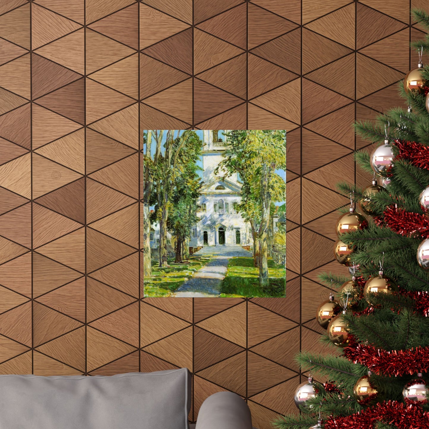 The Church at Gloucester by Childe Hassam, American Impressionist Art Print, New England Wall Decor