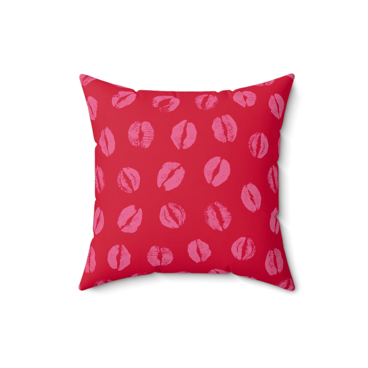 Kisses Square Red Pillow, Stylish Chic Accent Home Decor, Bold Design, Housewarming Gift