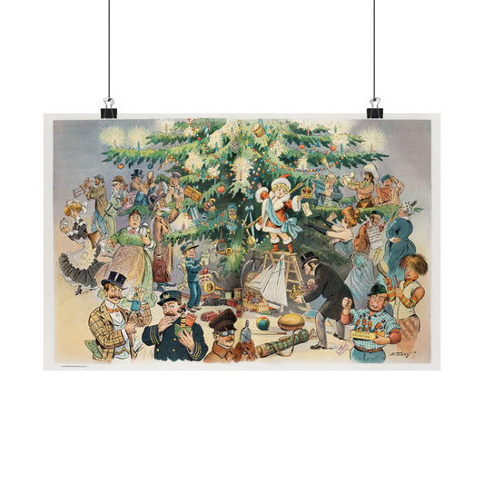 Vintage Christmas Tree Poster, Matte Print by J. Ottman Lithographic Company, Classic Holiday Gift Decor