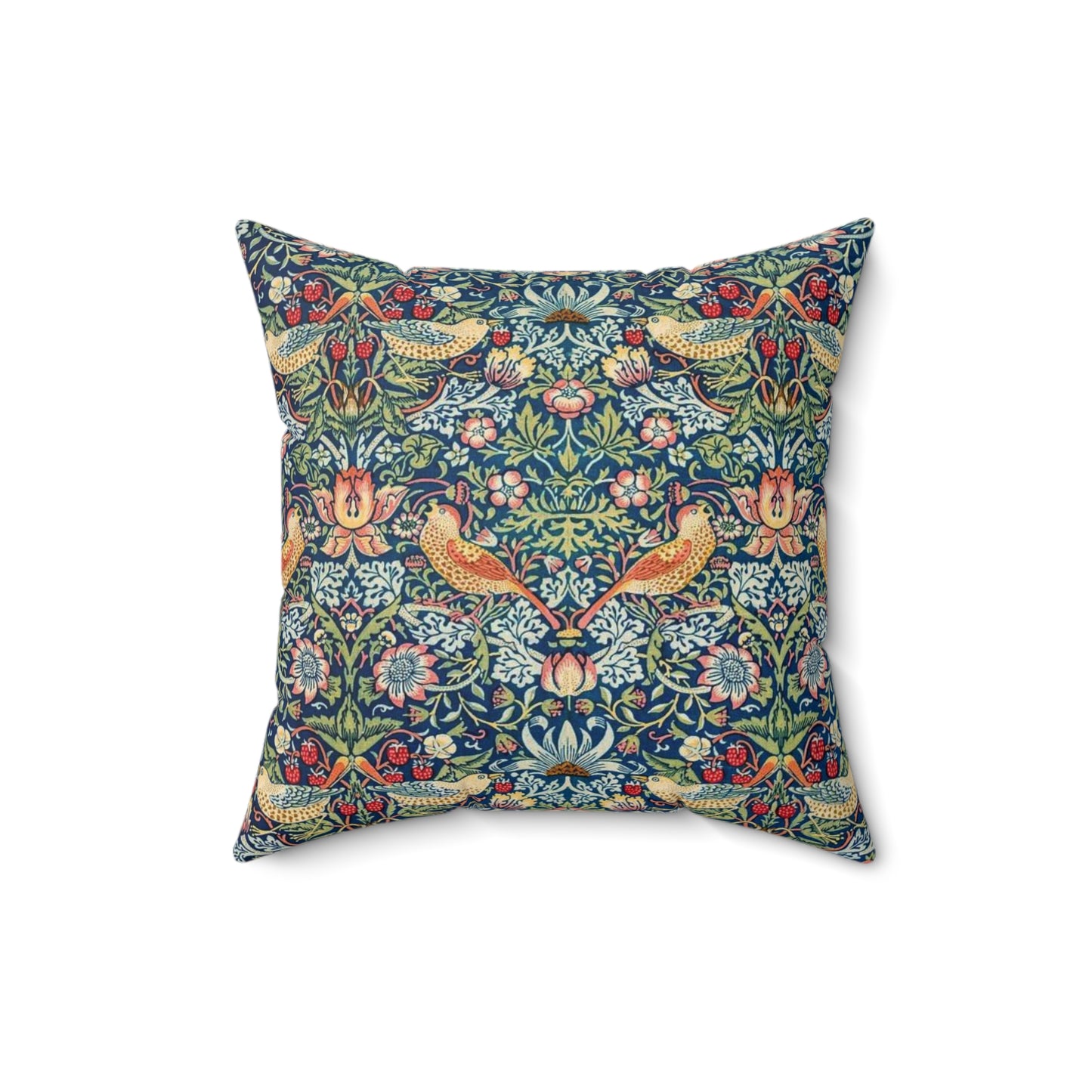 William Morris Strawberry Thief Pillow - Classic Arts and Crafts Design - Decorative Double-Sided Cushion