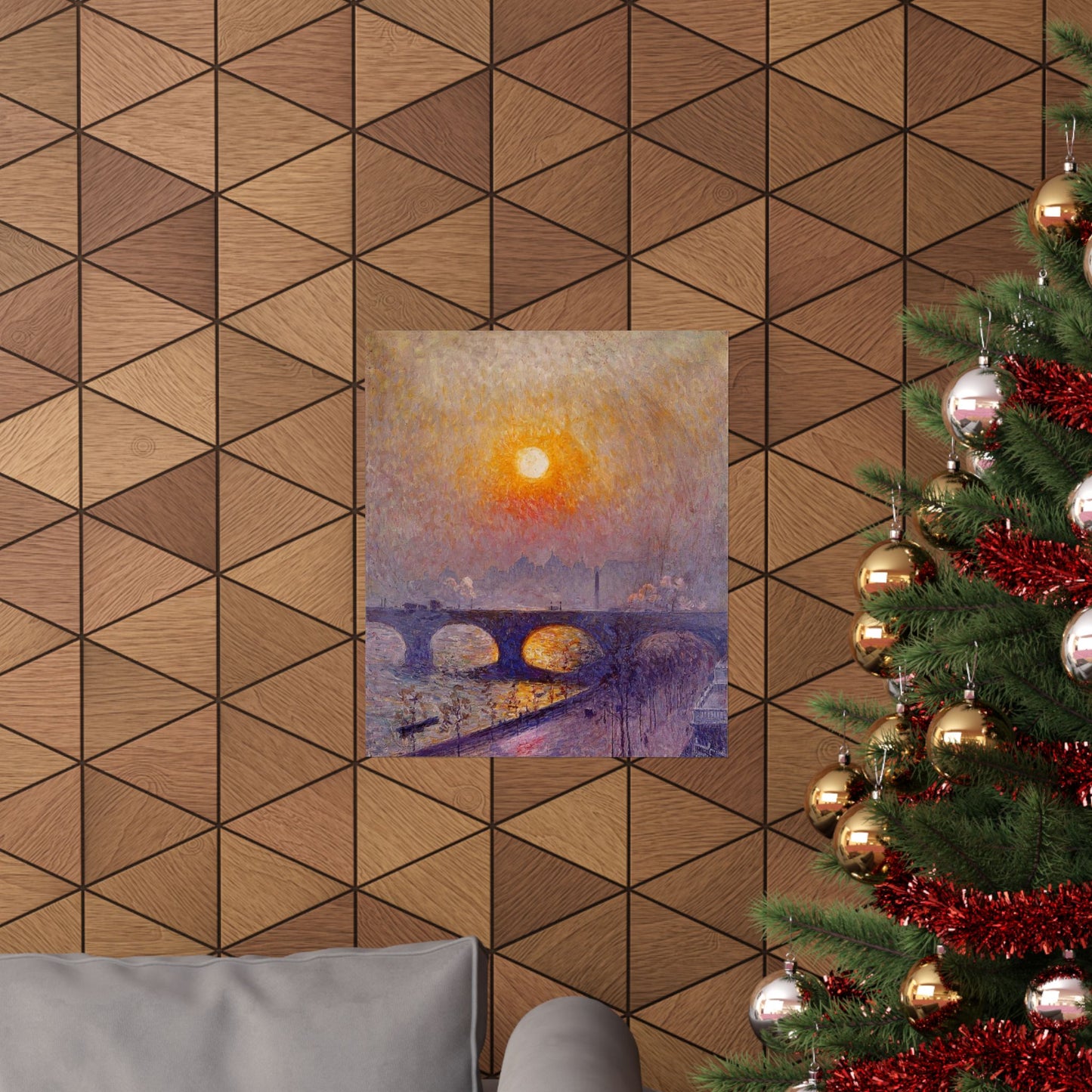 Emile Claus Sunset over Waterloo Bridge Print, Luminism Style Cloudscape Poster, Wall Art Gift