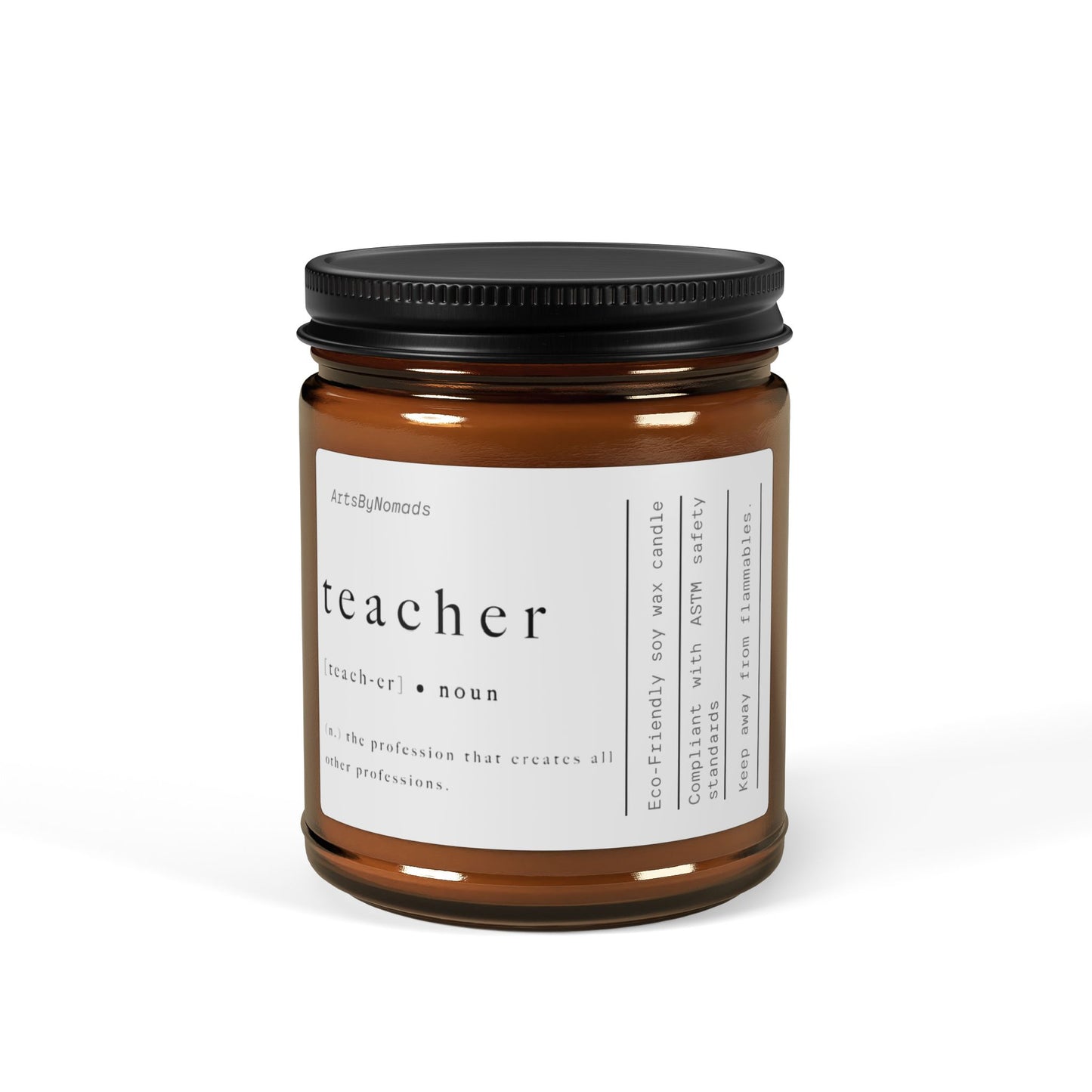 Soy Candle, Teacher Definition Amber Jar Candle, Eco-Friendly Gift Idea, Home Decor, Scented Candle, Teacher Appreciation Gift, Aromatherapy