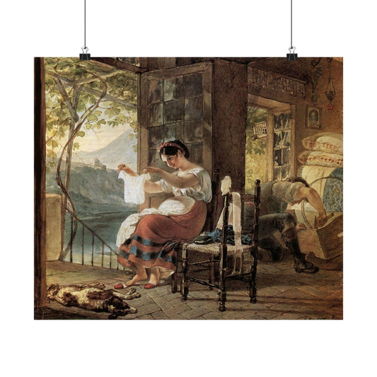 Motherhood Art Print, Italian, Expecting a Child by Karl Bryullov, Romanticism Poster for Baby Shower, Mother's Day Gift, Present for Moms