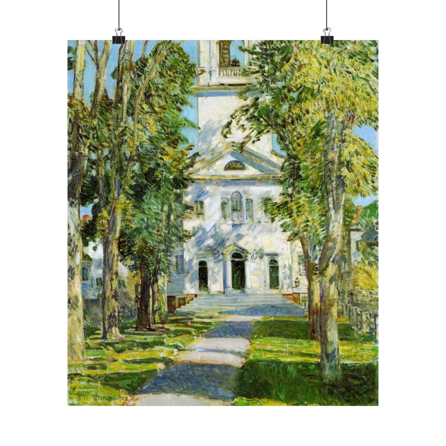 The Church at Gloucester by Childe Hassam, American Impressionist Art Print, New England Wall Decor