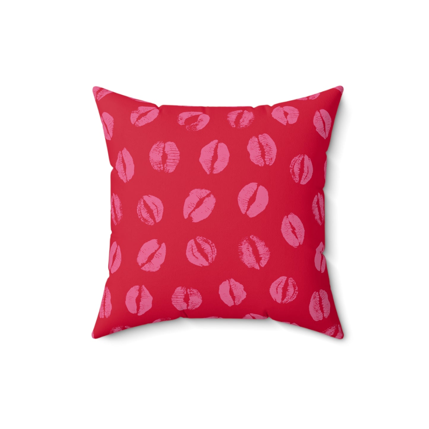 Kisses Square Red Pillow, Stylish Chic Accent Home Decor, Bold Design, Housewarming Gift
