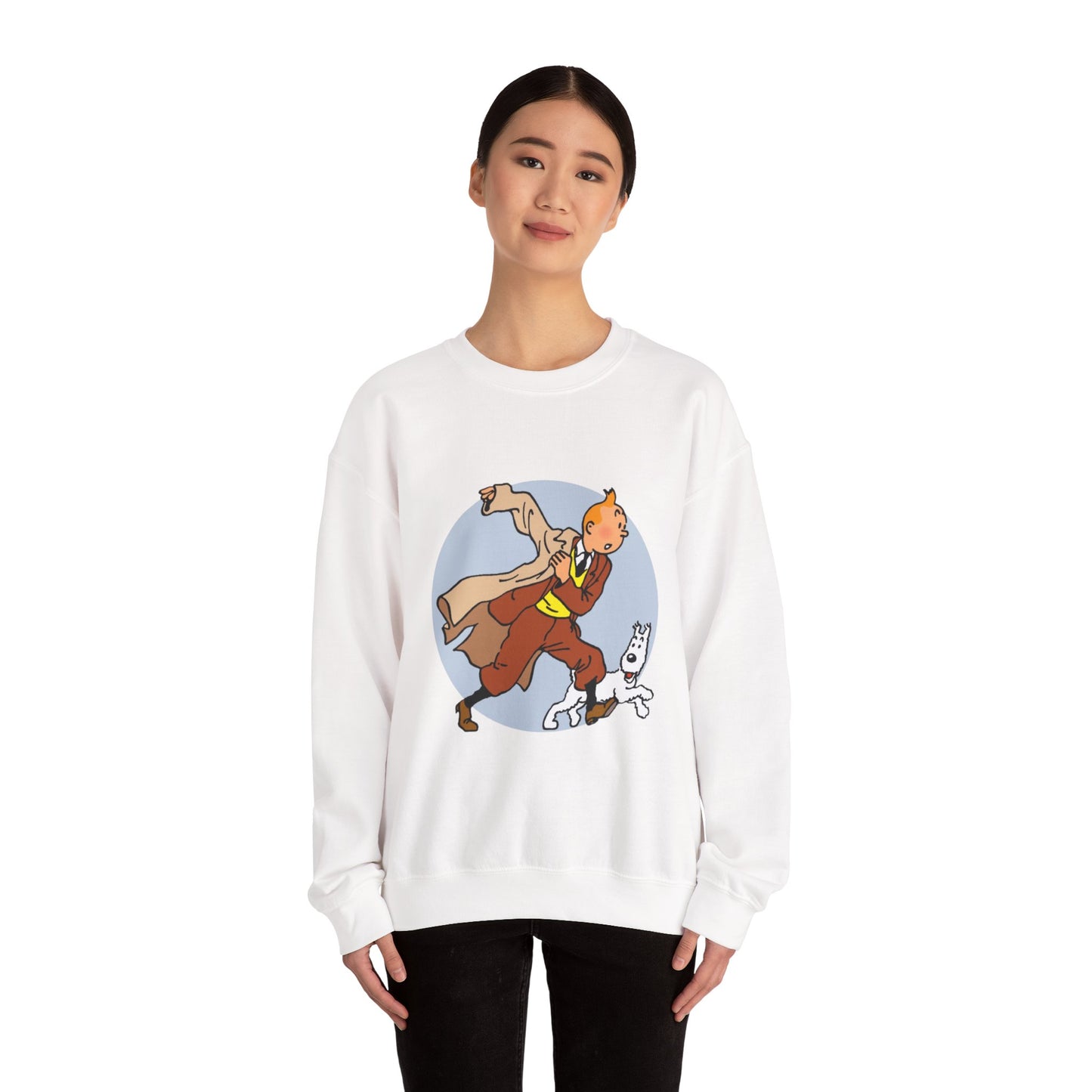 The Adventures of Tintin Crewneck Sweatshirt, Eco-Friendly Animation Attire, Childhood Nostalgia Gift, Sustainable Jumper, Multiple Colors