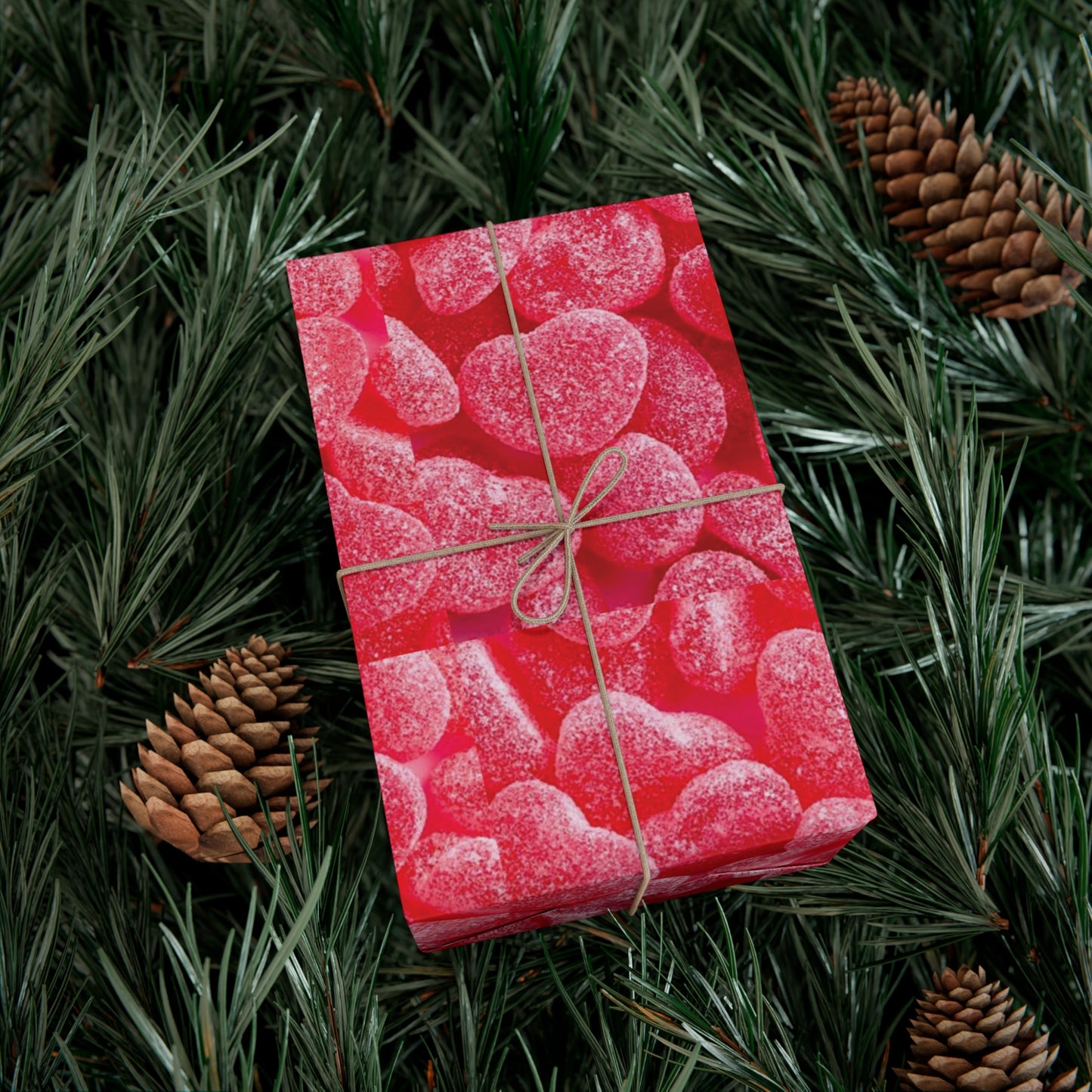 Pink Heart Gummy Candies Gift Wrapping Paper - Perfect Wrap for Valentine's Day, Birthdays and More - Gift for Loved Ones
