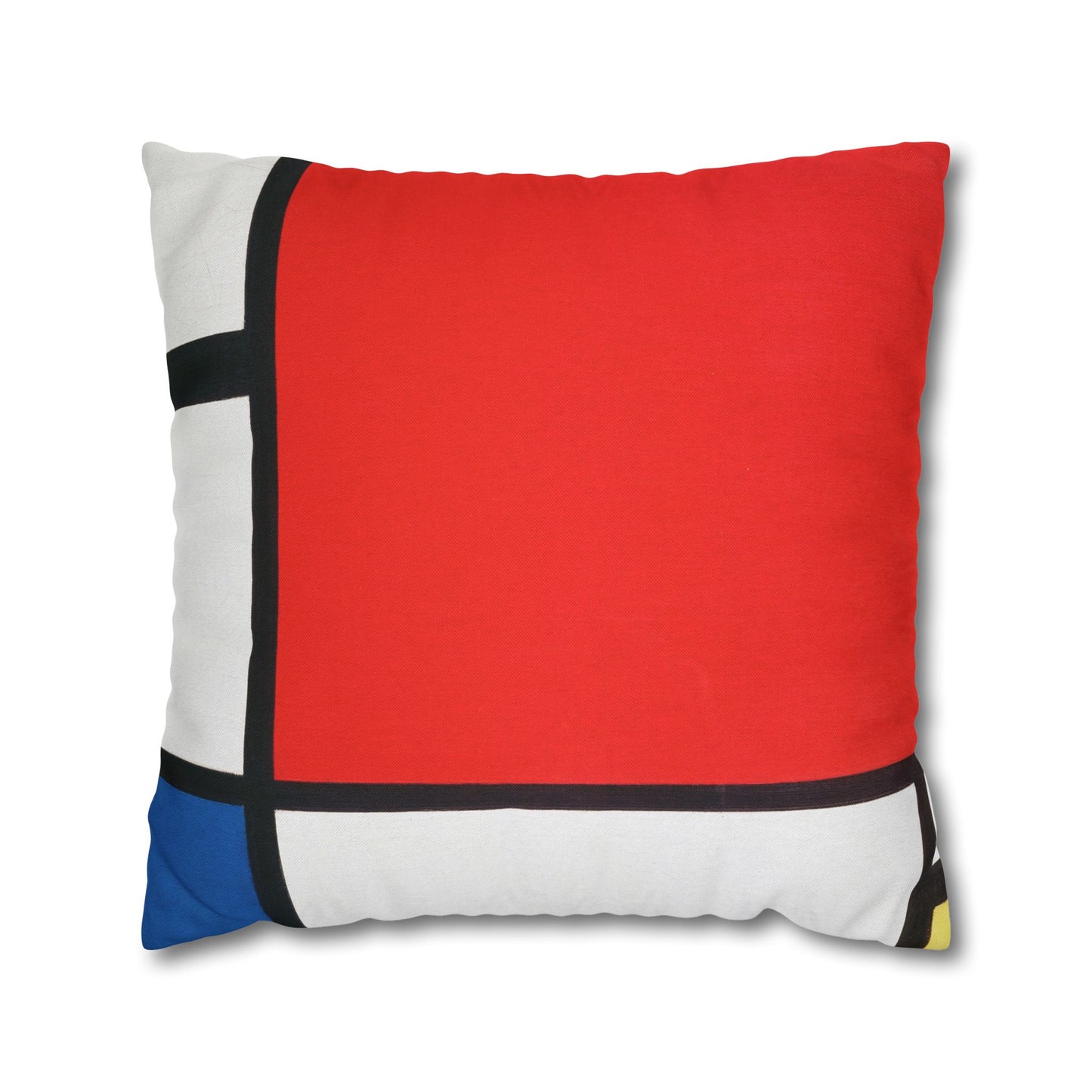 Square Pillowcase, Piet Mondrian Composition with Red Blue Yellow, Abstract Home Decor, Modern Interior, Housewarming Gift, Spun Polyester