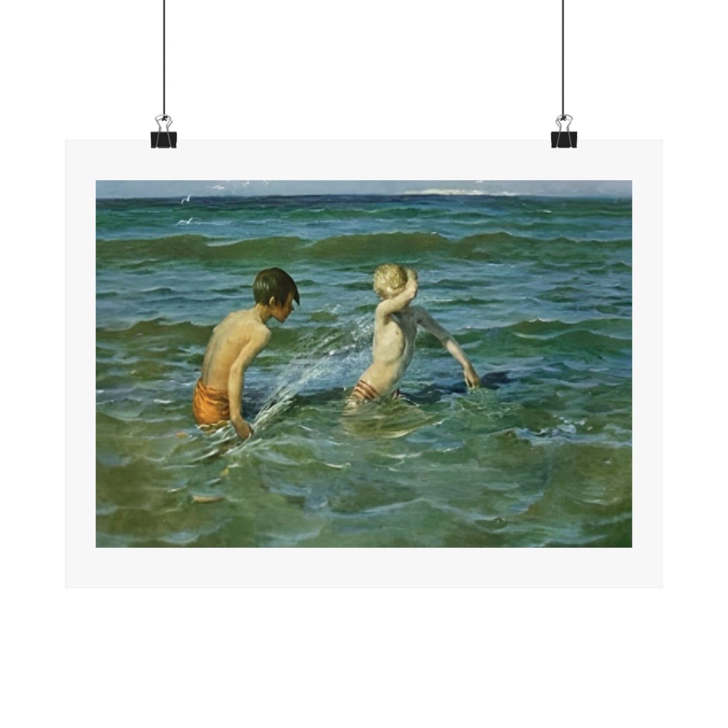 Coastal  Beach Art Poster by Virginie Demont Breton - Mousse et Terrien  - Enhanced Quality Sea Play Print - Rare Artistic Find