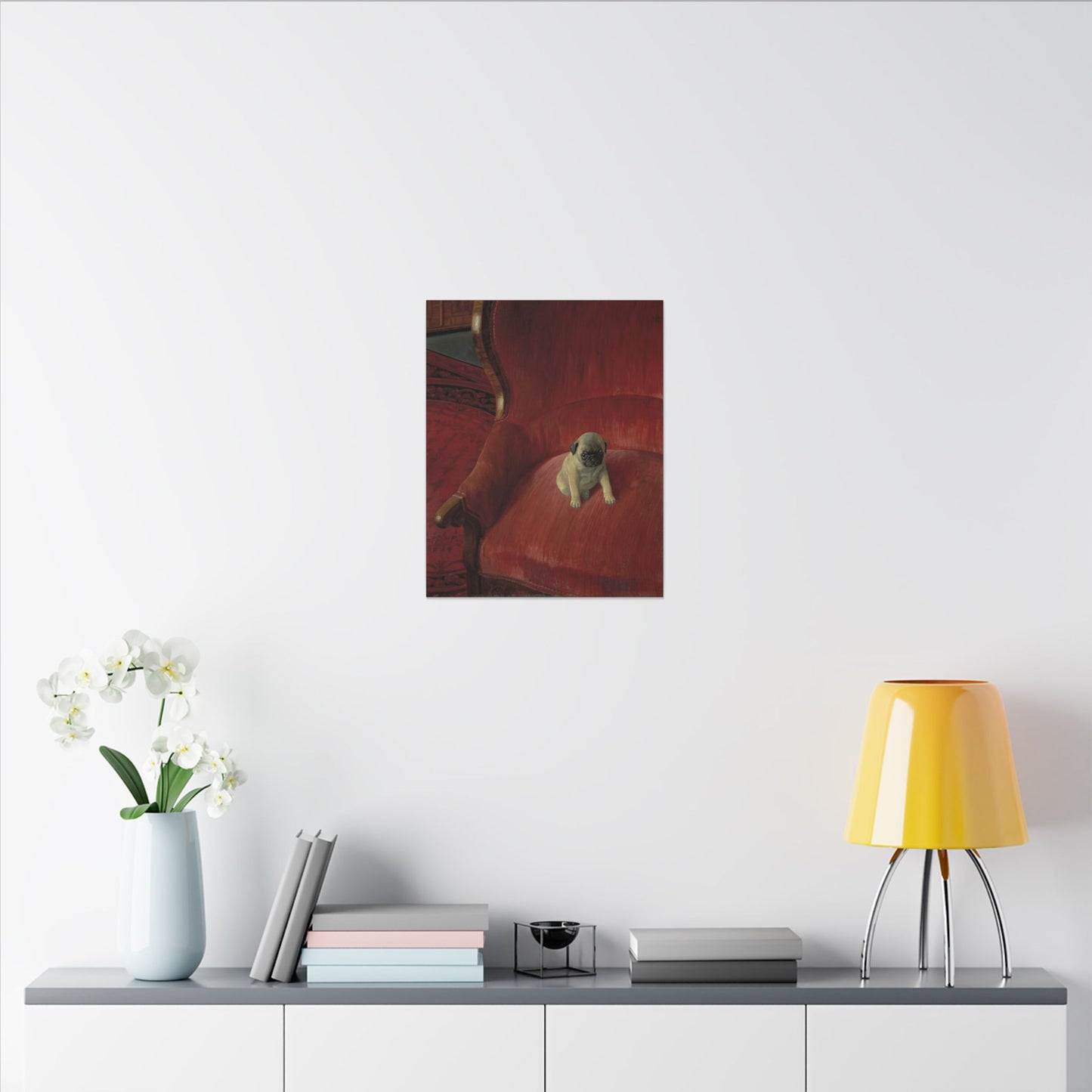 Thomas Heine Siegfried Canvas Print, French Bulldog on Red Chair, Jugendstil Inspired Canvas Art, Perfect Gift for Dog Lovers
