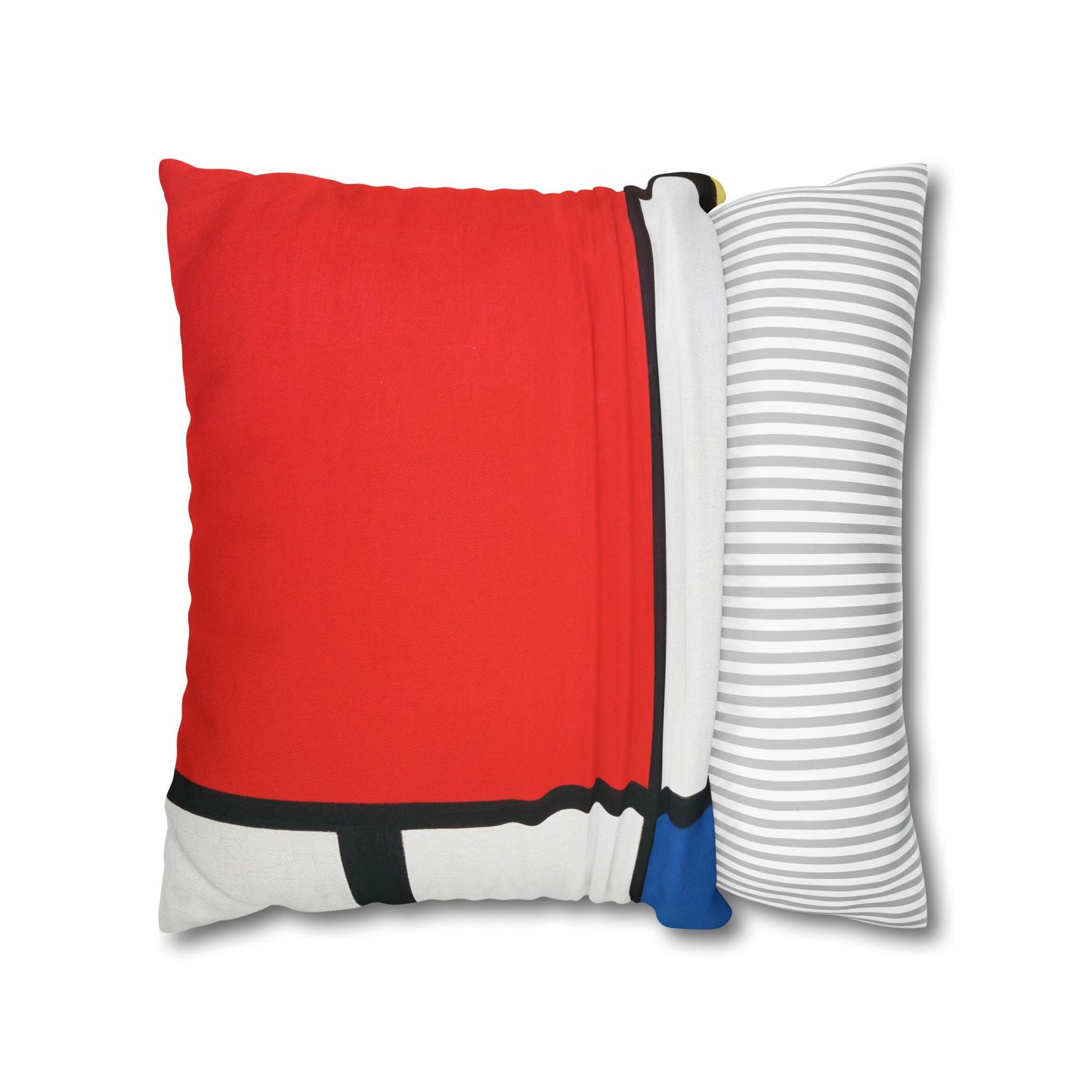 Square Pillowcase, Piet Mondrian Composition with Red Blue Yellow, Abstract Home Decor, Modern Interior, Housewarming Gift, Spun Polyester