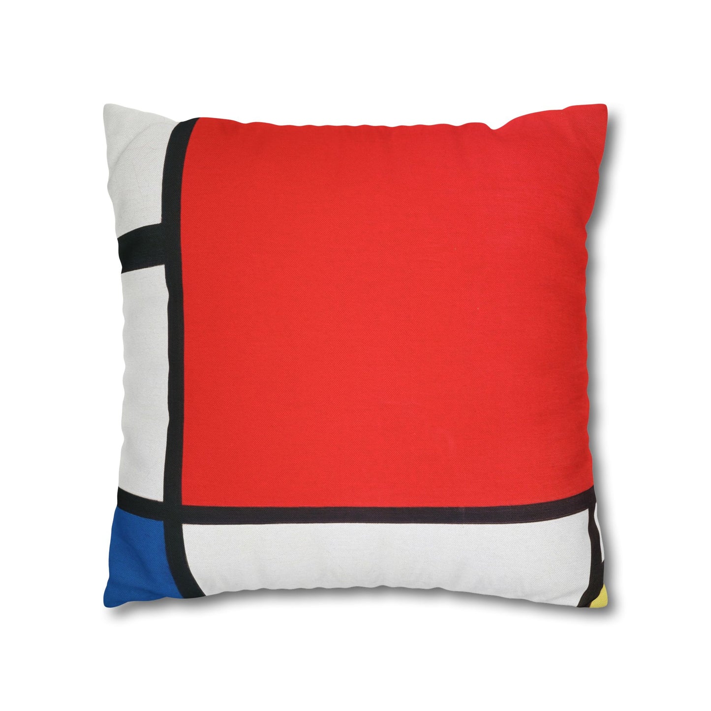Square Pillowcase, Piet Mondrian Composition with Red Blue Yellow, Abstract Home Decor, Modern Interior, Housewarming Gift, Spun Polyester