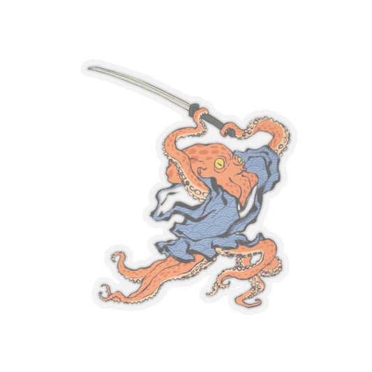 Octopus Duelist Samurai Kiss-Cut Stickers, Japanese Art Vinyl Laptop Decals, Planner Scrapbook Funny Unique Decor