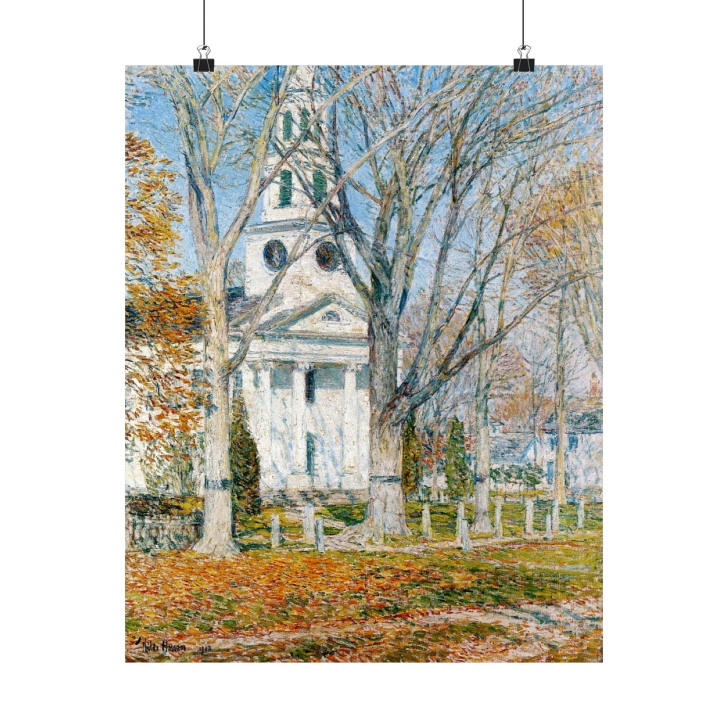 Church at Old Lyme by Childe Hassam, Impressionist Cityscape Art Print, Classic American Artwork Poster