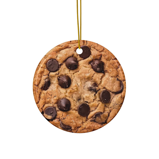 Realistic Chocolate Chip Cookie Ceramic Ornament - Double-Sided Holiday Decor for Baking Lovers & Foodies - Christmas Tree Decoration