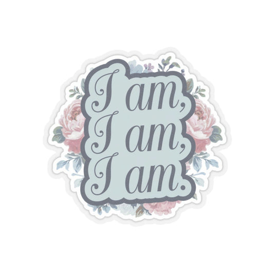 Sylvia Plath Quote Sticker, Literature Lover Gift, Vintage Style Sticker, Floral Decal, I Am I Am I Am Decor, Mental Health Awareness
