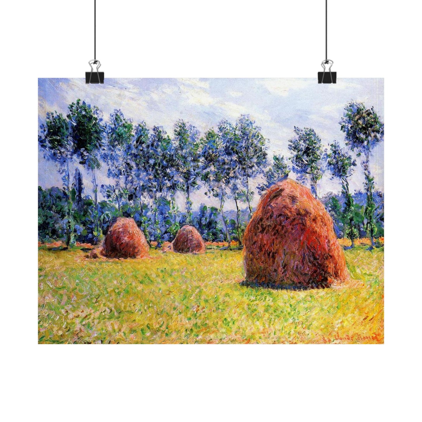 Claude Monet Haystacks at Giverny Print, Impressionist Landscape Poster, Premium Matte Wall Art for Home Decor